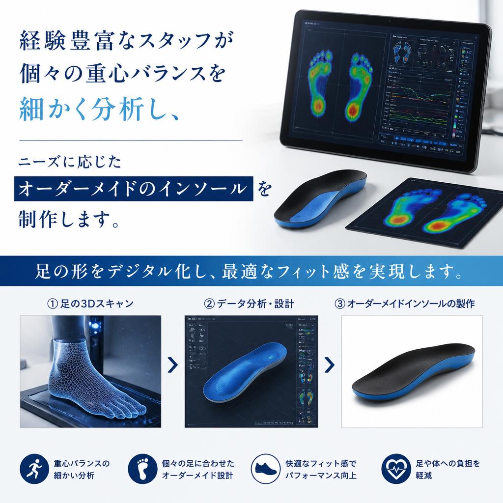 個別分析による最適なインソール作成